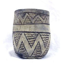 Rare Mimbres Brown on White Lightning Bolt Jar