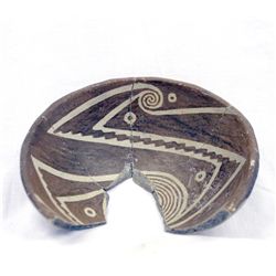 Prehistoric Mimbres Red on Buff Picture Bowl