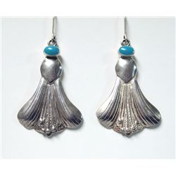 Navajo Sterling Turquoise Flower Earrings