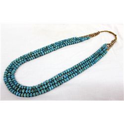 Navajo 3 Strand Turquoise Heishi Necklace 34''