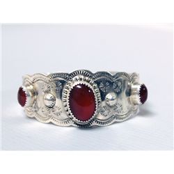 Navajo Sterling Carnelian Bracelet