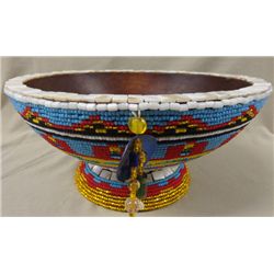 Large Beaded Footed Bowl by Kills Thunder