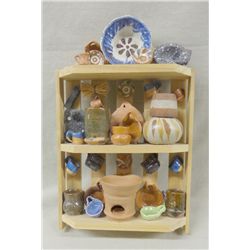 Mexican Miniature Pottery and Shelf