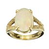 APP: 7.4k 14 kt. Gold, 2.35CT Oval Cut Cabochon Crystal Opal W/ Fire Ring