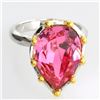 Platinum Overlay Sterling Silver French Pink Cubic Zirconium Ring