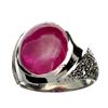 Image 1 : APP: 2.5k 8.30CT Oval Cut Cabochon Ruby And Platinum Over Sterling Silver Ring