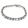 Custom Made Sterling Silver Fancy French Cubic Zirconium Tennis Bracelet
