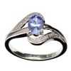 Image 1 : APP: 1.2k 0.75CT Tanzanite and Diamond Platinum Overlay Sterling Silver Ring