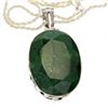Image 1 : APP: 3.2k 71.76CT Oval Cut Green Beryl and Sterling Silver Pendant and Chain