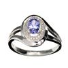 Image 1 : APP: 1.2k 0.56CT Tanzanite and Diamond Platinum Overlay Sterling Silver Ring