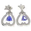 APP: 2.9k 0.95CT Tanzanite And Diamond Platinum Over Sterling Silver Earrings