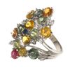 Image 1 : APP: 4.6k 5.32CT Round Cut Multi Semi-Precious Gemstone and Sterling Silver Ring