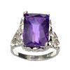 Image 1 : APP: 1.4k 7.68CT Rectangle Cut Amethyst Quartz And Platinum Over Sterling Silver Ring