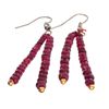 APP: 0.6k 28.00CT Round Cut Bead Ruby And White/Yellow Sterling Silver Earrings