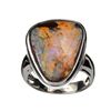Image 1 : APP: 4.2k Natural Freeform Boulder Opal And Platinum Over Sterling Silver Ring