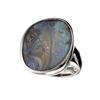 Image 1 : APP: 3.7k Natural Freeform Boulder Opal And Platinum Over Sterling Silver Ring
