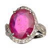 Image 1 : APP: 2.3k 7.61CT Ruby And Topaz Platinum Over Sterling Silver Ring
