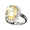 Image 1 : APP: 3.2k *6.01CT Citrine Quartz And Sapphire Platinum Over Sterling Silver Ring
