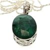 Image 1 : APP: 1.8k 39.20CT Oval Cut Green Beryl and Sterling Silver Pendant and Chain
