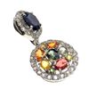 Image 1 : APP: 1.8k 4.08CT Multi-Precious Gemstone And Topaz Platinum Over Sterling Silver Pendant
