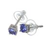Image 1 : APP: 0.8k 0.50CT Round Cut Tanzanite And Platinum Over Sterling Silver Earrings