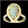 APP: 6.6k 14 kt. Gold, 1.32CT Pear Cut Cabochon Crystal Opal Ring