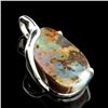 Image 1 : APP: 2.8k Natural Freeform Boulder Opal And Platinum Over Sterling Silver Pendant