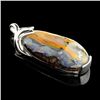 APP: 4.5k Natural Freeform Boulder Opal And Platinum Over Sterling Silver Pendant