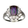 APP: 0.9k 3.28CT Emerald Cut Mystic Topaz And Platinum Over Sterling Silver Ring