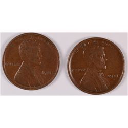 1912 Lincoln Cent XF-AU and 1911-S XF-AU