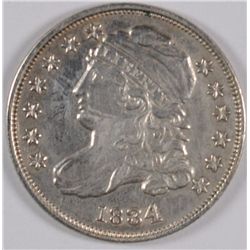 1834 BUST DIME, AU-58 ( cleaned ) NICE WHITE COIN