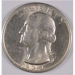1932-S WASHINGTON QUARTER, MS-64 WHITE, ONE SMALL MARK ON OBV. FROM BEING MS-65-