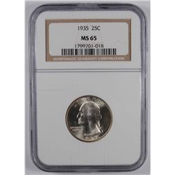 1935 WASHINGTON QUARTER, NGC MS-65