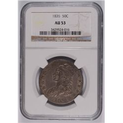 1835 BUST HALF DOLLAR NGC AU 53 NICE!