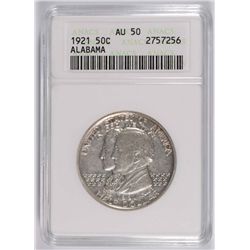 1921 ALABAMA COMMEMORATIVE HALF DOLLAR, ANACS AU-50