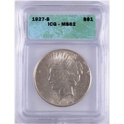 1927-S PEACE DOLLAR ICG MS62 NICE