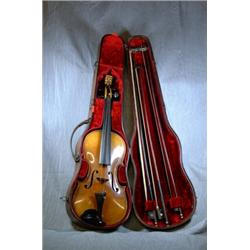 A German Violin with Label Henry Betts, Royal Exchange, London in a Good Rosewood and Velvet Line...