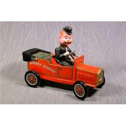 A Tin Plate Battery Operated Car & Driver "Golden Jubilee" by Kosuge, Japan. Est. 50-100...