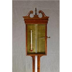 A Good Mahogany Stick Barometer by Thomas Wright, having Brass Register Plate with Thermometer an...