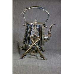 A Good Silver Plated Spirit Kettle on Stand with Burner. Nicely Decorated. By HM & Co. Est. 80-12...