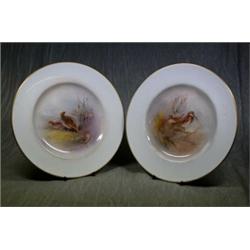 A Pair of Royal Worcester Decorated Plates "Partridge" and "Snipe", Signed Jas. Stinton. Printed...