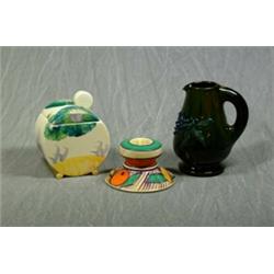 A Bizarre Clarice Cliff Bonjour Preserve Pot with Lid, Aurea Pattern Est. 40-60...
