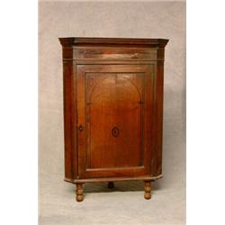 A Georgian Inlaid Oak Corner Cabinet with Moulded Cornice and String Inlaid Panelled Door to 3 In...