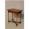 Image 1 : A Pretty Twist Top Oak Card Table with Bobbin Legs and X Stretchers, Inset Beize Playing Surface....