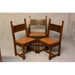 A Good Quality Set of 6 Liberty Oak Framed Dining Chairs Including 2 Carvers all with Drop in Hid...