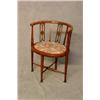 Image 1 : A Pretty Late Victorian String Inlaid Mahogany Corner Chair with Oval Seat on Turned Tapering Leg...