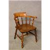 Image 1 : A 19th Century Elm Smokers Bow Armchair with Turned Spindle Supports and Legs. Est. 100-150...