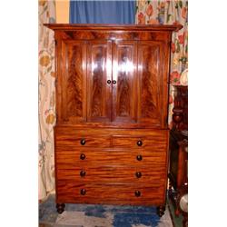 A Good Quality Early 19th Century Mahogany Press or Housekeepers Cupboard with 2 Short and 3 Grad...