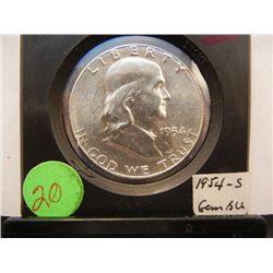 1954-S Franklin Half Dollar, BU