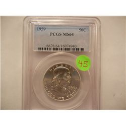 1959 Franklin Half Dollar, Graded by PCGS MS64